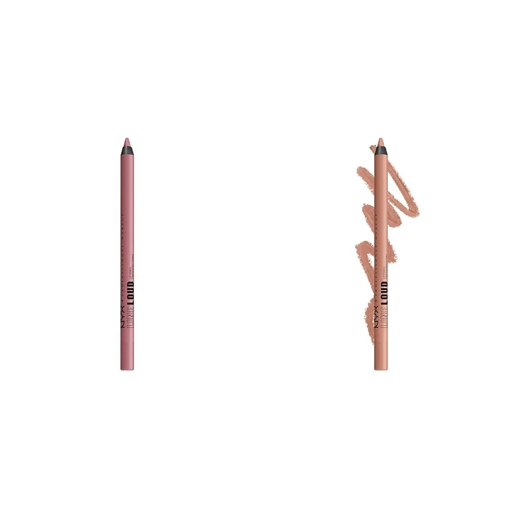 NYX PROFESSIONAL MAKEUP Line Loud Lip Liner Bundle with Shades Fierce Flirt (Light Mauve Pink) and Goal Crusher (Midtone Beige)