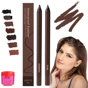 Occasionalous Eyeliner, Occasionals Eye Liner, 24 Hr Waterproof Eyeliner Duo Sharpenable Eye Pencil, Smooth Gel Pigments with 36 Hour Wear, Waterproof, No Smudging (Graphite Plum)