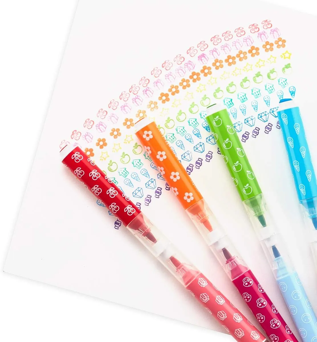 Ooly Double-Sided Stampable Markers, Washable Markers, Marker Stamps and Brush Tip on Each Side, Cute School Suplies, Great for School Replaces Stamp Ink Pad - SCENTED