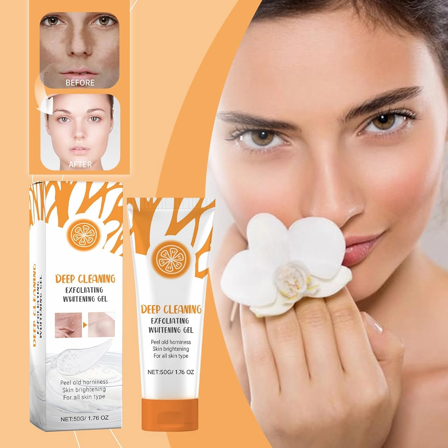 Orange Enzymes Exfoliating Gels, Orange Exfoliating Gel Scrub, Oranges Facial Peeling Gel, Deep Cleansing Moisturizing Facial Exfoliator For Deep Moisturizing Pore Cleansing (1 Pcs)
