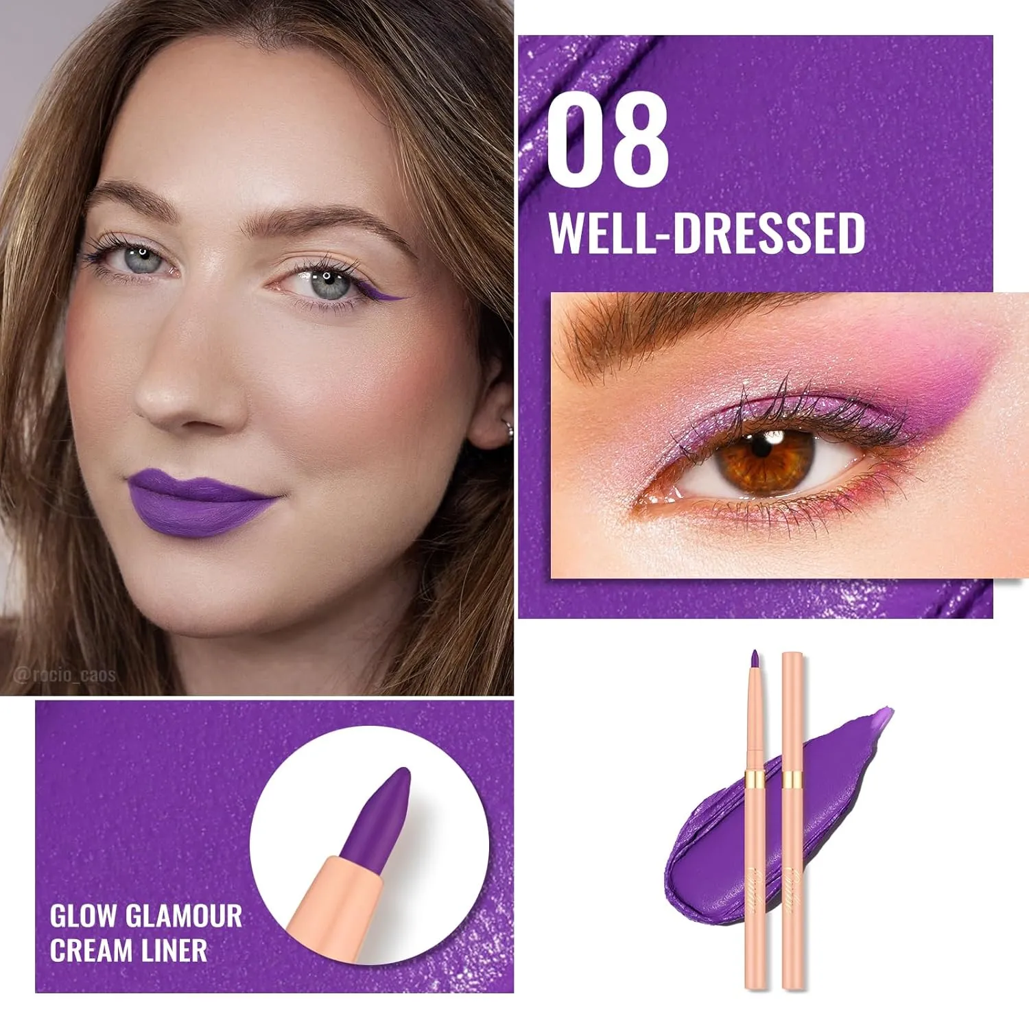 Oulac Waterproof Eyeliner Pencil Set - Smooth and Creamy, Retractable Eye Makeup for Precision Application, Vegan & Cruelty-Free, 08 Well-dressed 09 Sweet Taro LL09 Lilac Love Pink