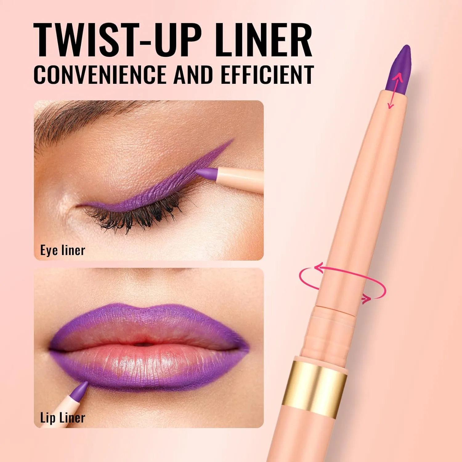 Oulac Waterproof Eyeliner Pencil Set - Smooth and Creamy, Retractable Eye Makeup for Precision Application, Vegan & Cruelty-Free, 08 Well-dressed 09 Sweet Taro LL09 Lilac Love Pink