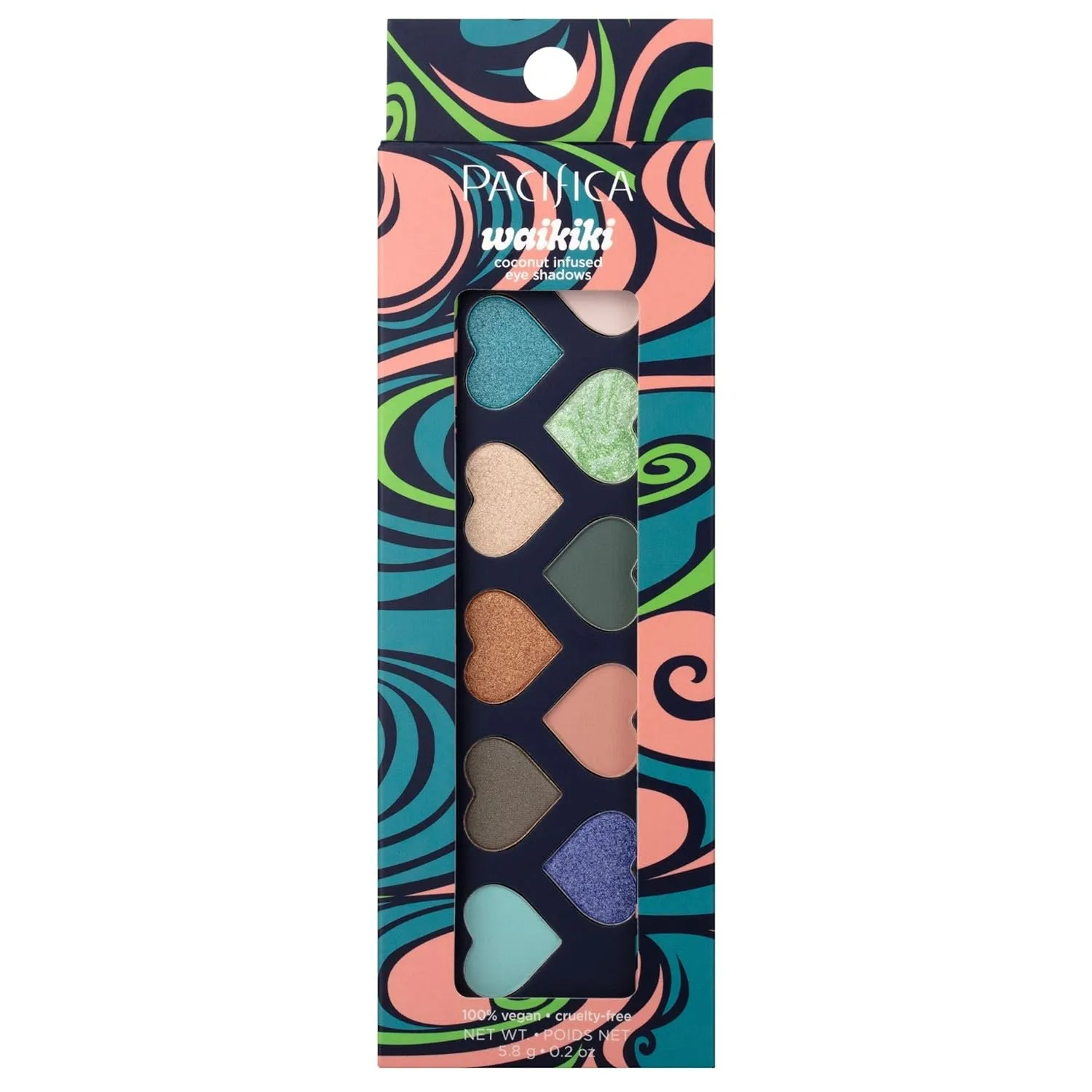 Pacifica Eyeshadow Palette – Waikiki Mineral Eyeshadow, Blendable Shimmer & Matte Shades w/Velvet Matte, Shimmer & Metallic, Cocoa Butter Infused, Talc-Free, Vegan & Cruelty-Free, 0.24 oz 10 Shades