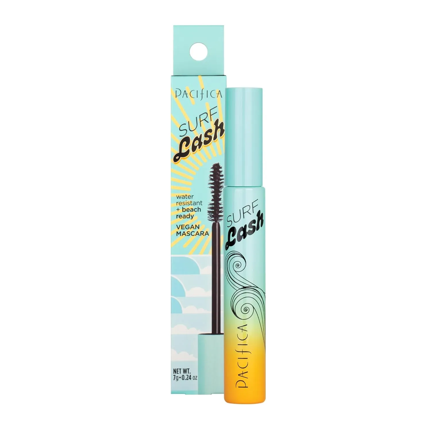 Pacifica Mascara – Surf Lash Eyelash Mascara, Water-Resistant Lash-Defining Formula with Jojoba Oil & Vegan Pectin for Long, Full Lashes, Unique Half-Pipe Twisted Wand, Vegan & Cruelty-Free