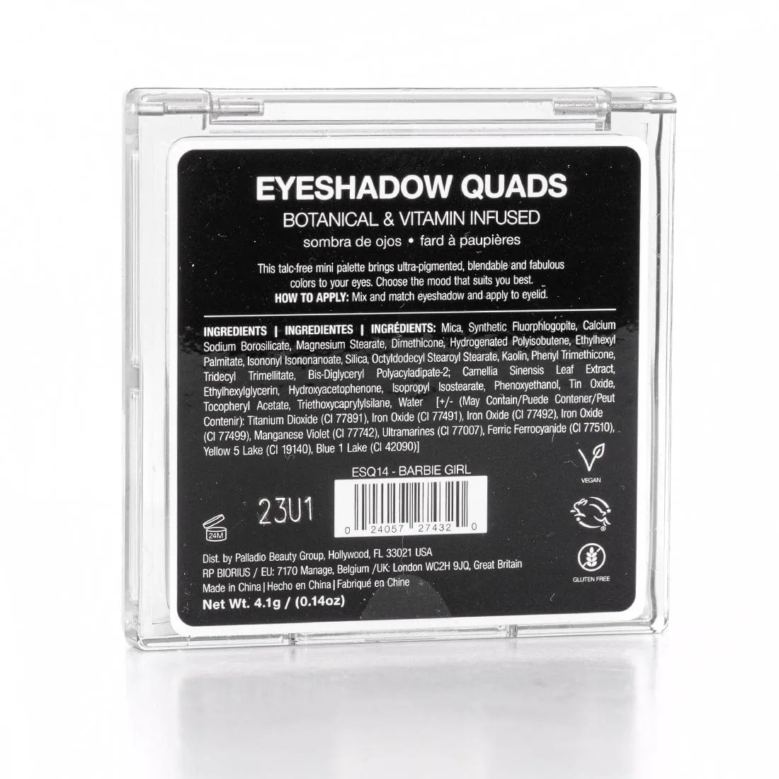 Palladio Eyeshadow Quads Velvety Pigmented Blendable Matte, Metallic & Shimmer Finishes, Creamy Formula, Four Way Quad Eye Shadow Palette, Talc-Free (Girly)