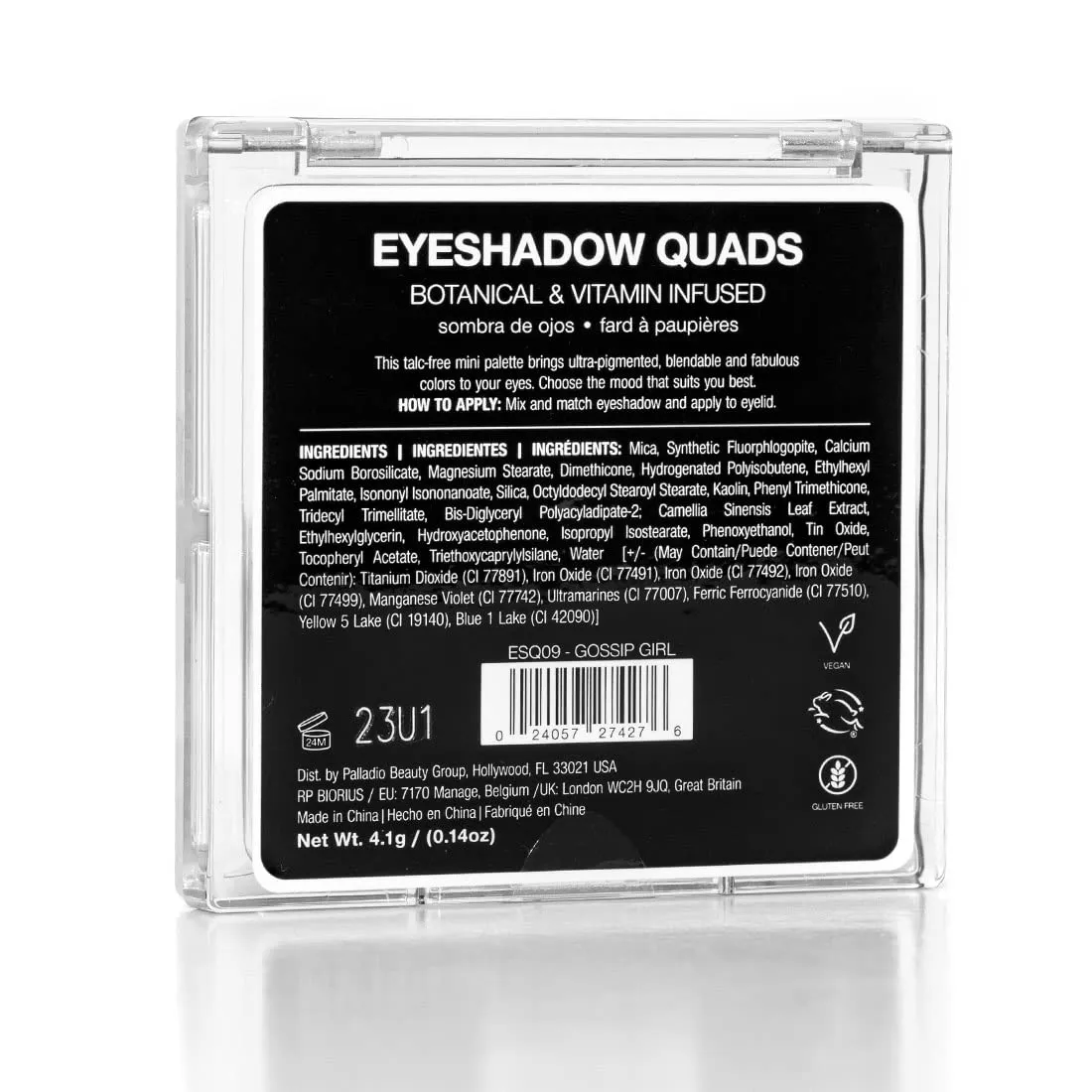 Palladio Eyeshadow Quads, Velvety Pigmented Blendable Matte, Metallic & Shimmer Finishes, Creamy Formula, Four Way Quad Eye Shadow Palette, Talc-Free (Gossip Girl)