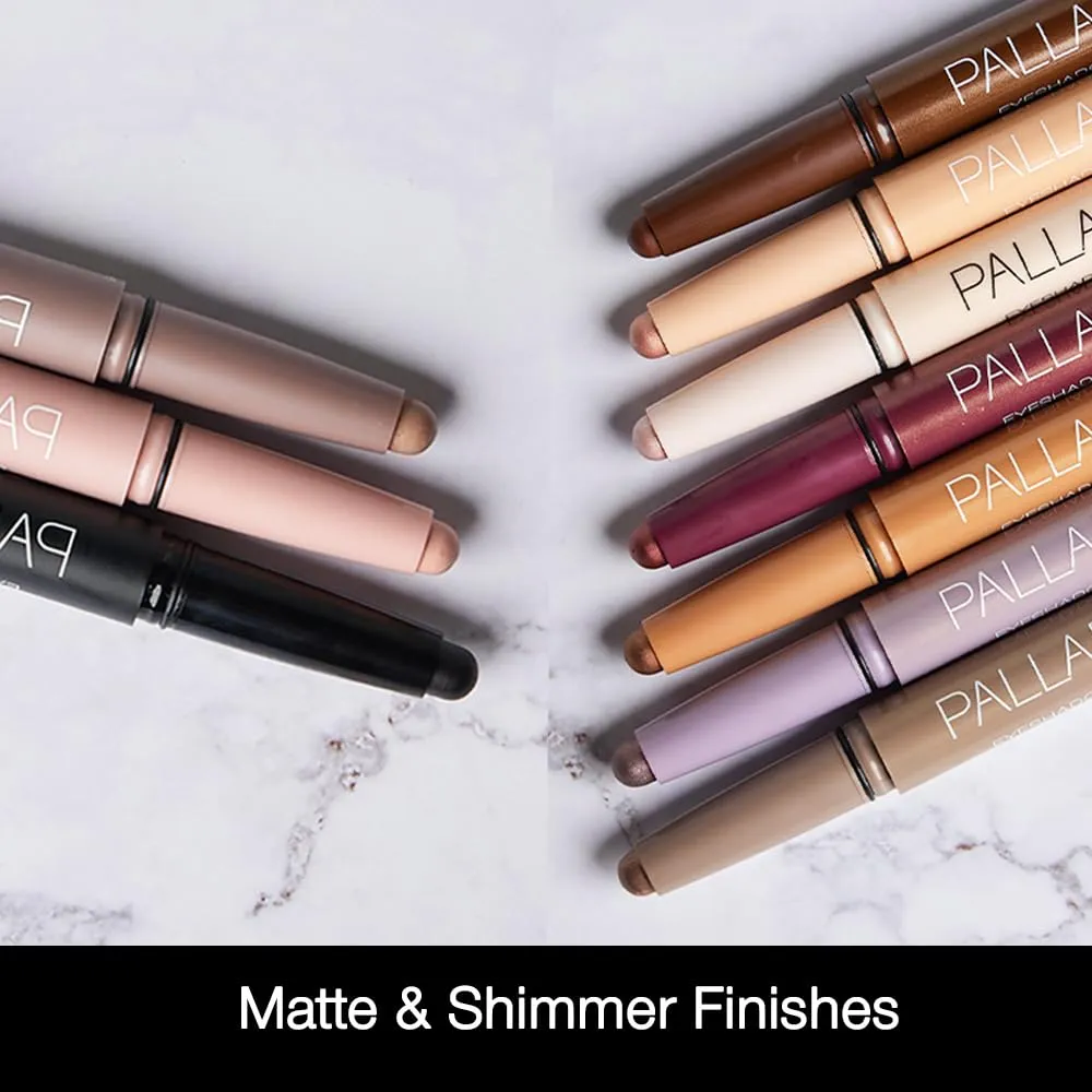 Palladio Waterproof Eyeshadow Stick with Blending Sponge, Long Lasting & Effortless Application, Smudge Free & Crease Proof Formula, Matte & Shimmer Shades, Buildable Eye Shadow (Matte Black)