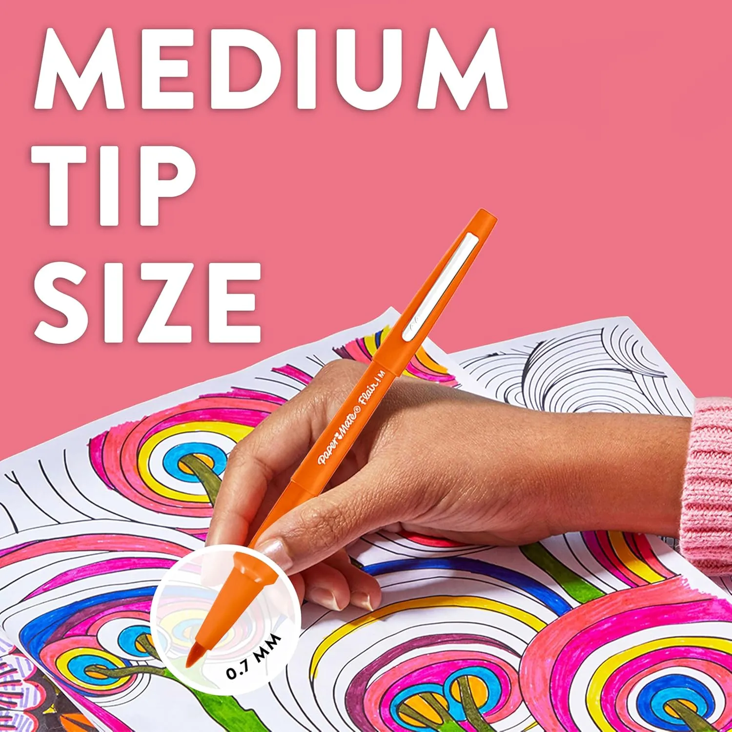 Paper Mate Flair Felt Tip Pens | Medium Point (0.7 mm) Marker Pens | Assorted Retro Colouring Pens | For Kids & Adult Colouring, Journalling & More | 12 Count