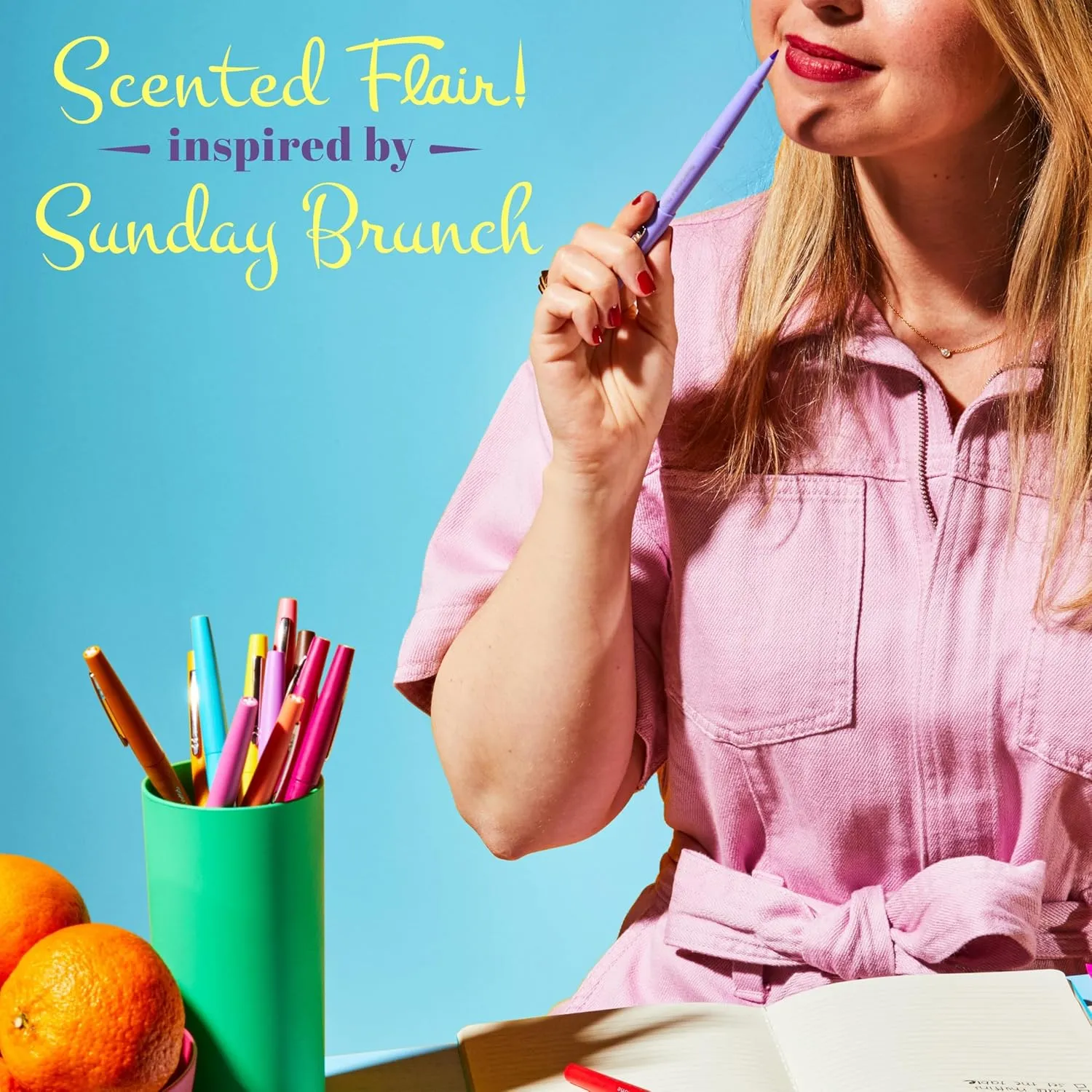 Paper Mate Flair Sunday Brunch Scented Felt Tip Pens, Assorted Colors, Medium Point (0.7mm), 16 Count