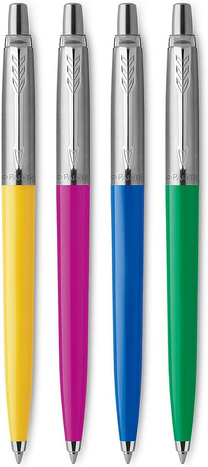 Parker Jotter Originals Ballpoint Pen Collection | Assorted Retro Finishes | Medium Point | Black Ink | 4 Count