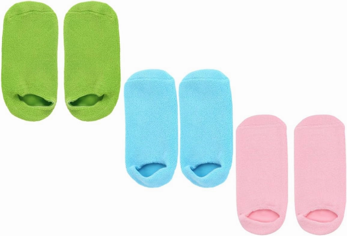 PartyKindom 3 Pairs Foot Moisturizing Socks Spa Socks for Salon Pedicure Feet Masks Dry Heel Socks Foot Spa Foot Soak Athletes Foot Treatment Salon Foot Socks Vegetable Gel
