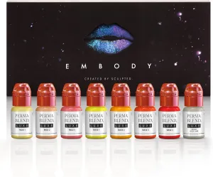 Perma Blend Carla Ricciardone Embody Set - Microblading Lip Blushing Kit For Cool & Dark Toned Lips - Vegan & Cruelty-Free - 8 Count (0.5 fl oz each)