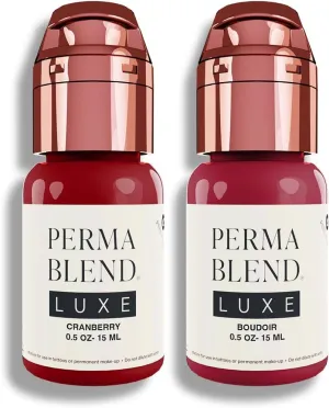 Perma Blend Luxe Berry Lip Set - Deep Red Tattoo Ink Set - Lip Blush Microblading Kit - Tattoo Supplies for PMU - Includes Cranberry & Boudoir - Vegan & Cruelty-Free (2 Ct, 0.5 oz Each)
