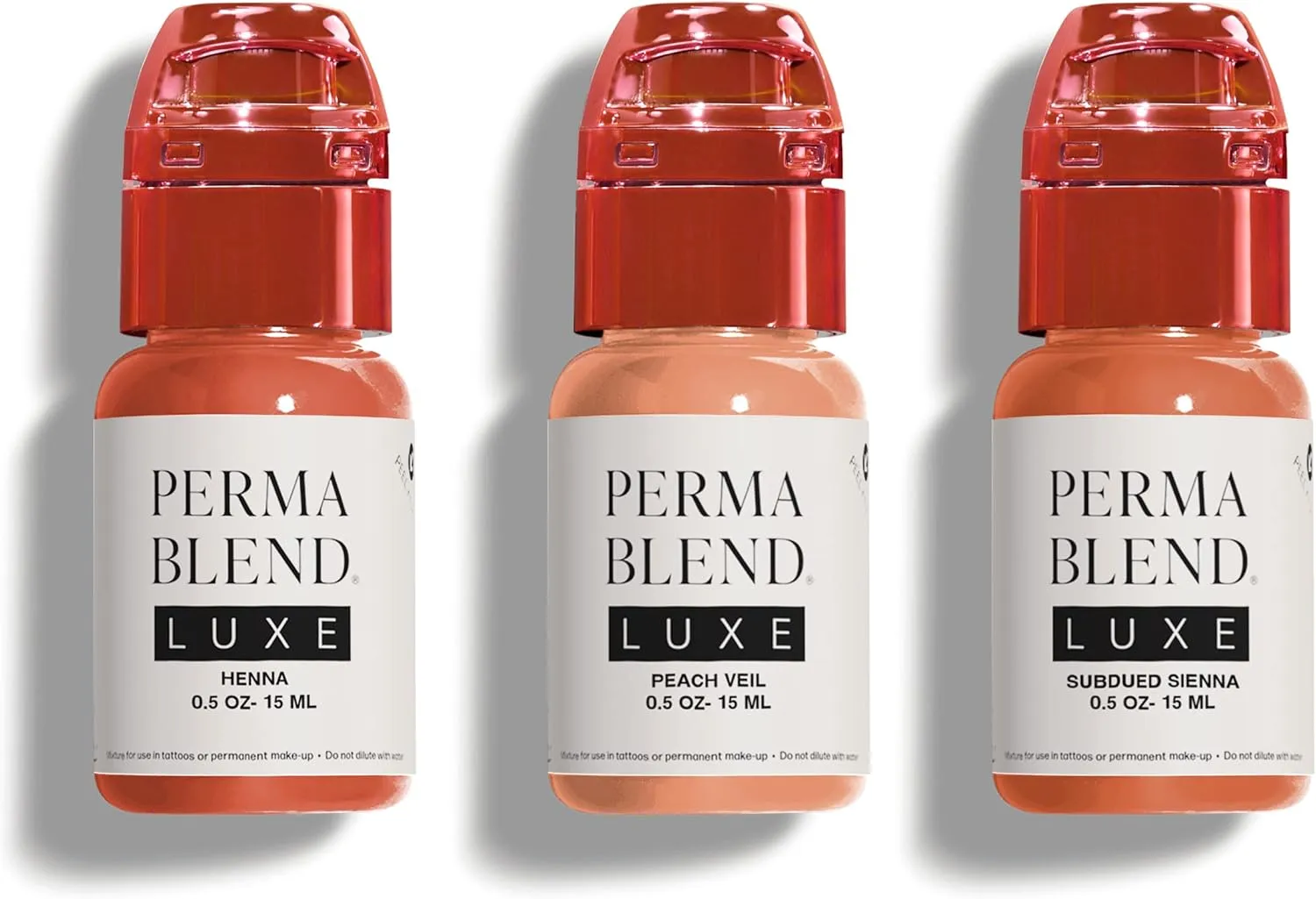 Perma Blend Luxe - Nude Lip Set - Microblading Lip Blushing Kit with Henna, Peach Veil & Subdued Sienna Tattoo Ink Shades - Vegan & Cruelty-Free - 3 Count (0.5 oz Each)