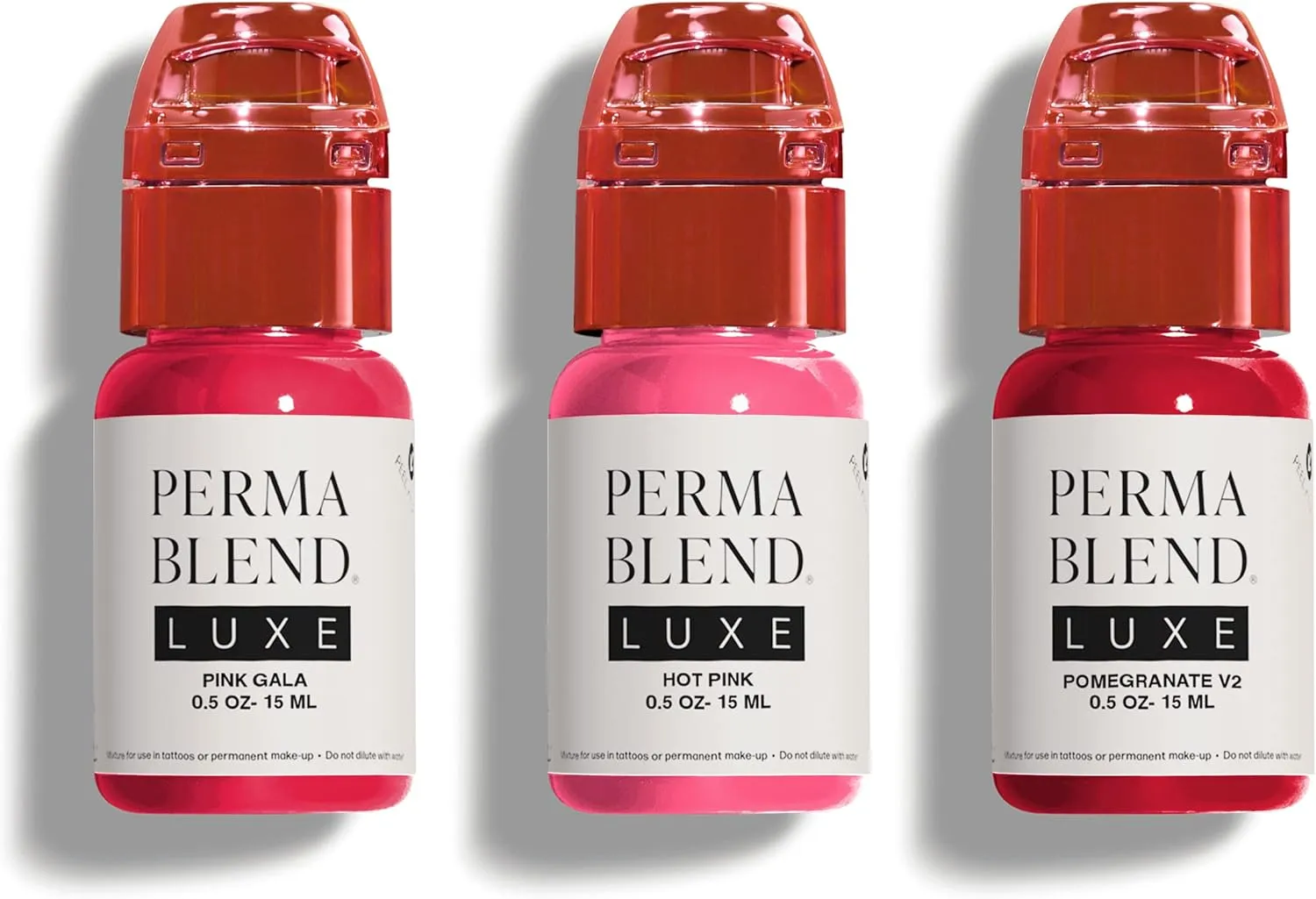 Perma Blend Luxe - Pink Lip Set - Microblading Lip Blushing Kit with Pink Gala, Hot Pink & Pomegranate V2 Tattoo Ink Shades - Vegan & Cruelty-Free - 3 Count (0.5 oz each)
