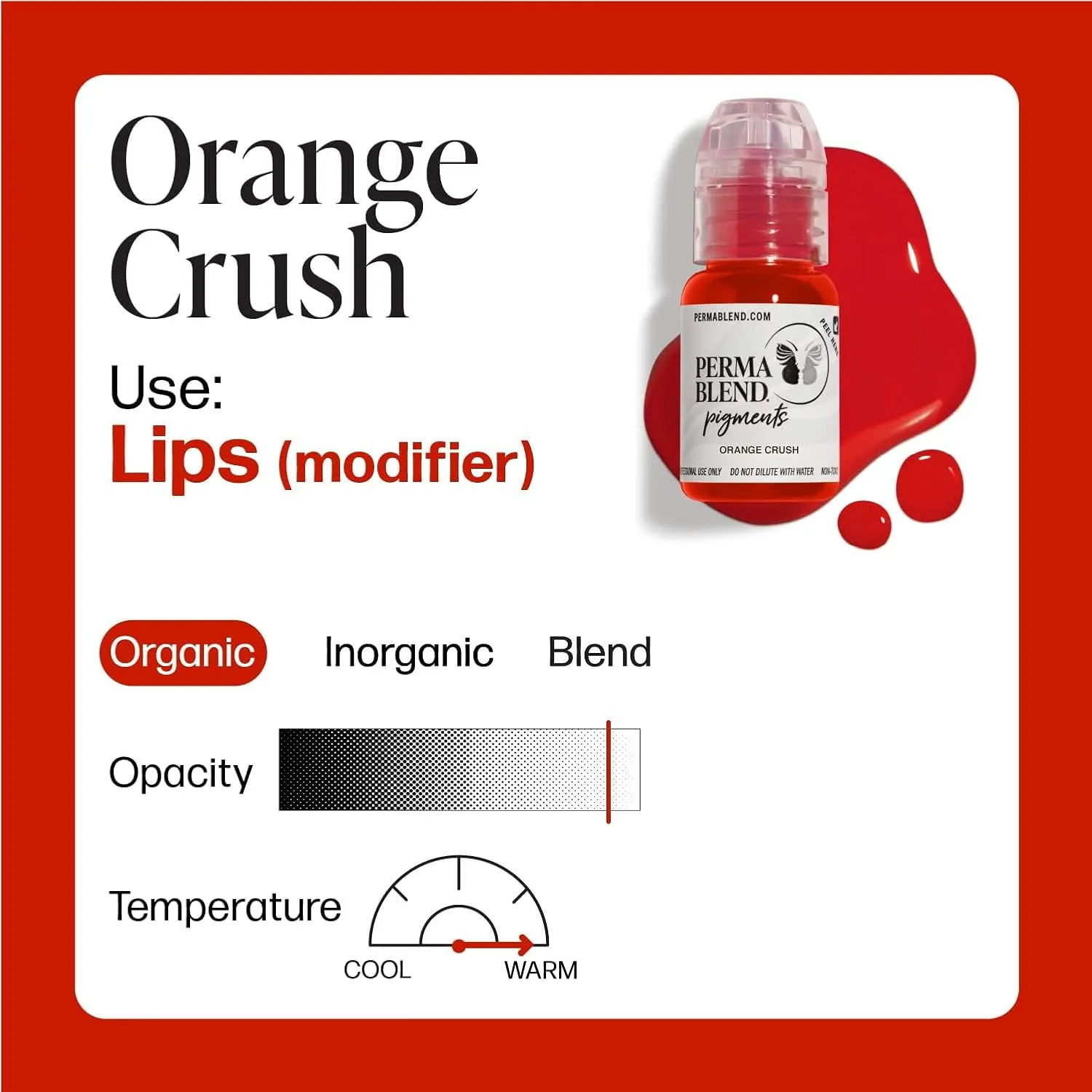 Perma Blend - Orange Crush - Bright Orange Tattoo Ink for Permanent Makeup - Lip Blush Microblading Ink to Enhance Color - Lip Blushing & Tattoo Supplies - Vegan (0.5 oz)