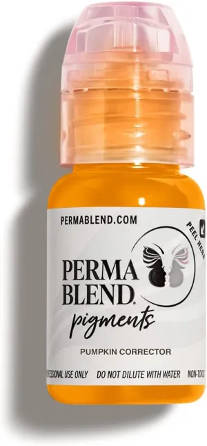 Perma Blend - Pumpkin Corrector - Tattoo Ink Pigment Corrector in Light Orange/Yellow to Correct Purple/Blue Color - Microblading Ink - Vegan (0.5 oz)