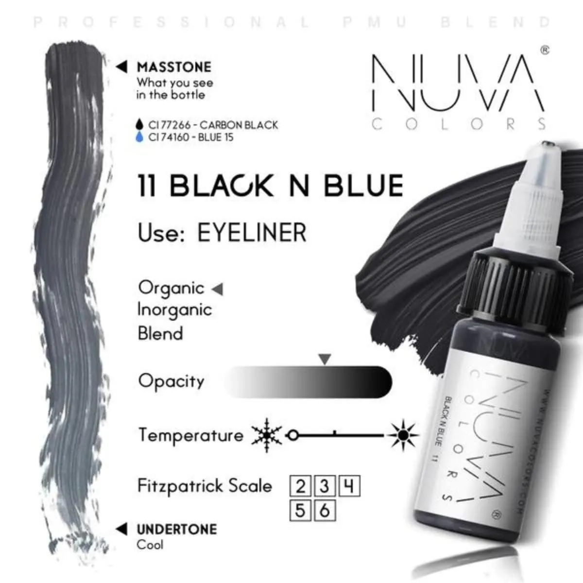 Permanent Eyeliner Pigment, Customizable, Cool Undertone for Microblading, Lash Line, Winged Eyeliner, Stardust or Smokey, Long-Lasting, Vegan, Made in USA (Black and Blue)