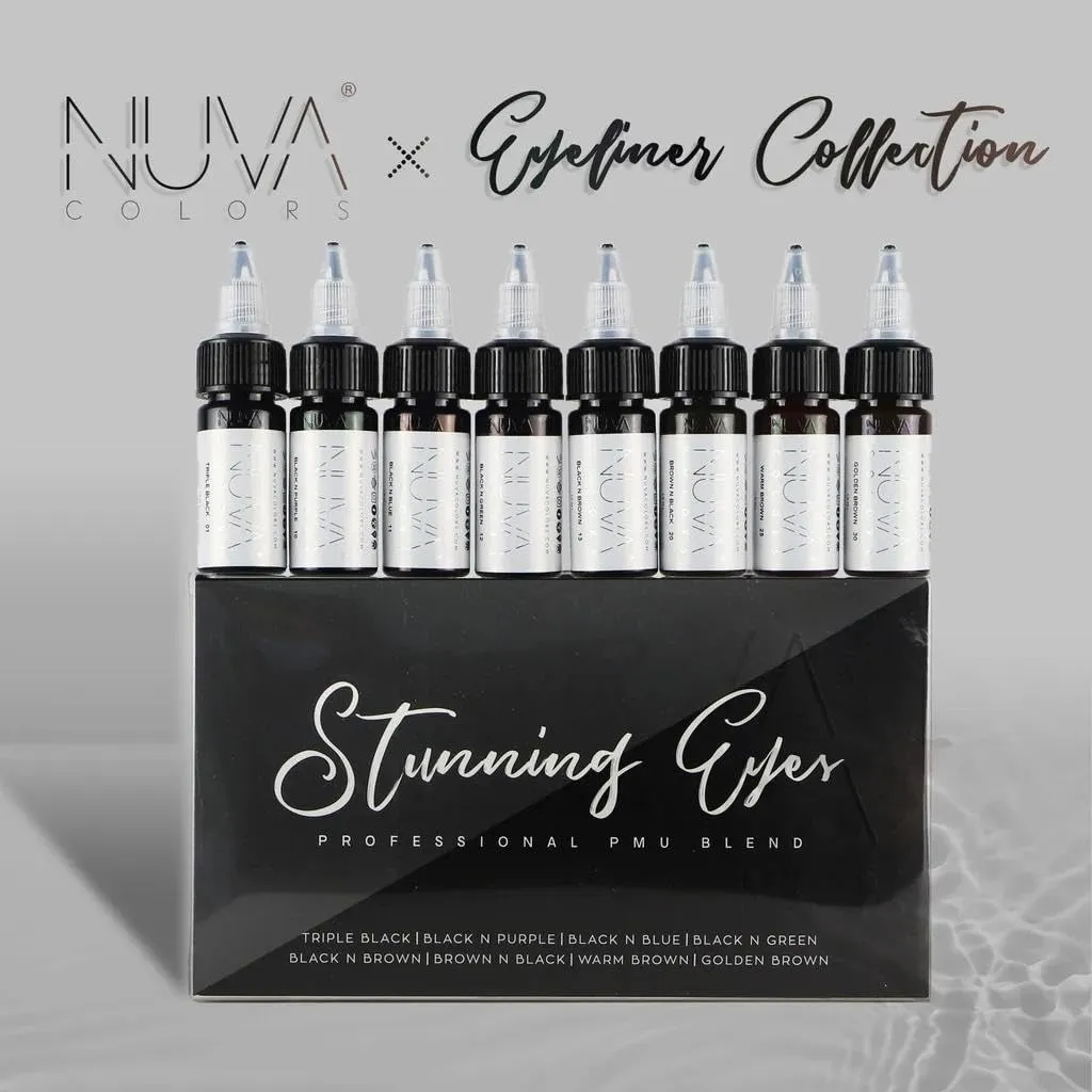 Permanent Eyeliner Pigment, Customizable, Cool Undertone for Microblading, Lash Line, Winged Eyeliner, Stardust or Smokey, Long-Lasting, Vegan, Made in USA, Eyeliner (8-Pack)