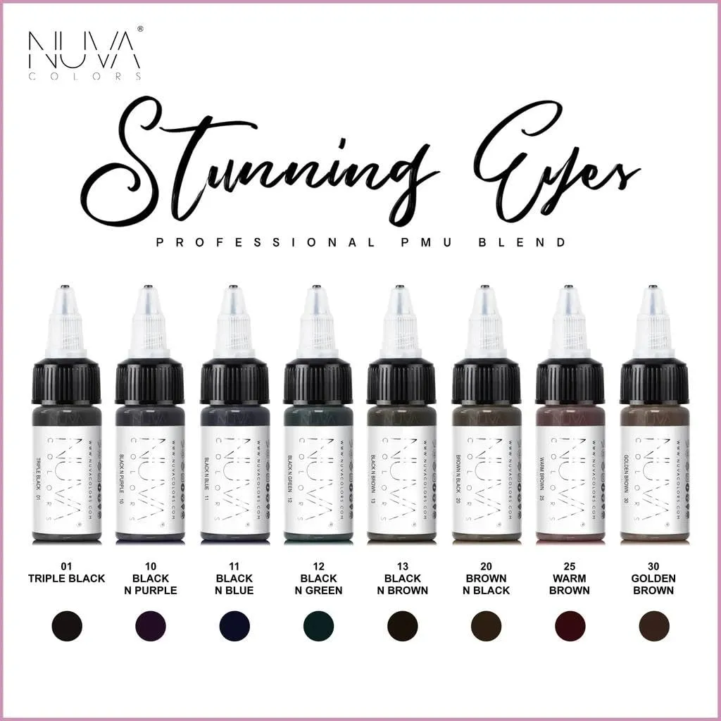Permanent Eyeliner Pigment, Customizable, Cool Undertone for Microblading, Lash Line, Winged Eyeliner, Stardust or Smokey, Long-Lasting, Vegan, Made in USA, Eyeliner (8-Pack)