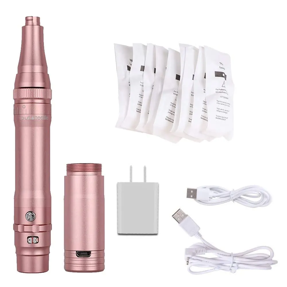 Permanent Makeup Pen Rotary Tattoo Pen Machine Includes 1 Battery 10PCS Needles - Brows Eyeliner Lip (Rose Gold) AP950R