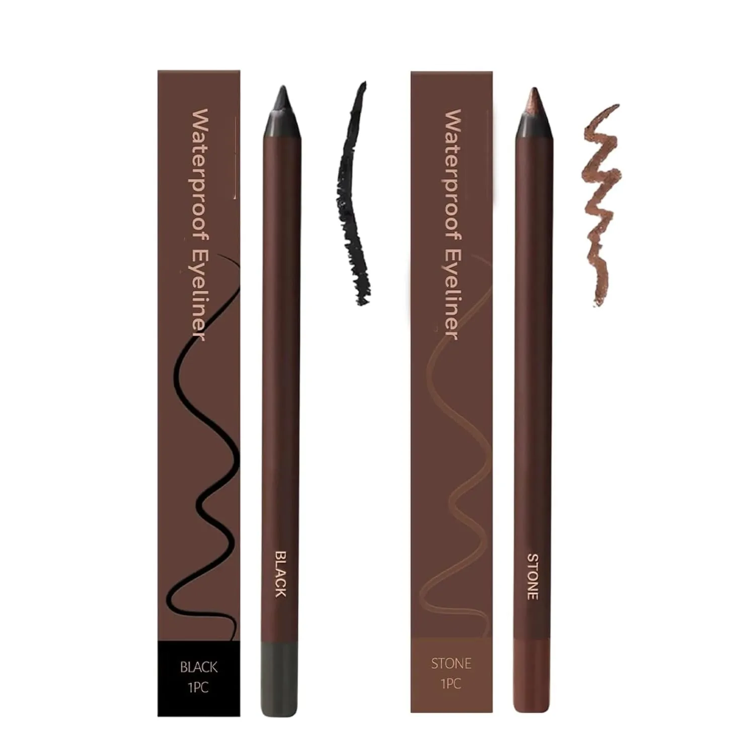 Persona Eyeliner Pencil Waterproof, 24 HR Waterproof Eyeliner Duo Sharpenable Eye Pencil, No Smudging, Fading, 2 in 1 Eye Liner and Eyebrow Pencils, Smooth and Easy to Color (Brown Stone)