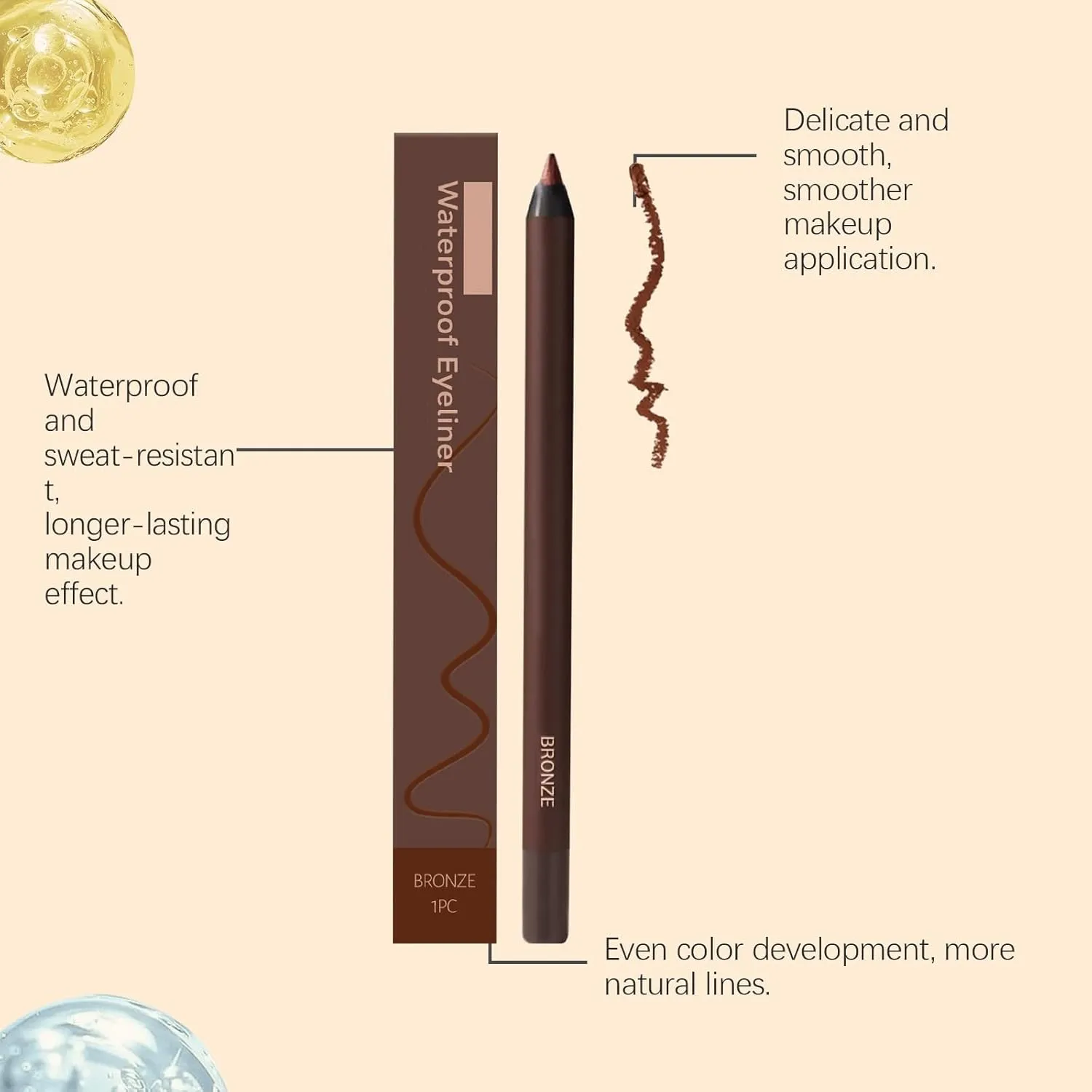 Persona Eyeliner Pencil Waterproof, 24 HR Waterproof Eyeliner Duo Sharpenable Eye Pencil, No Smudging, Fading, 2 in 1 Eye Liner and Eyebrow Pencils, Smooth and Easy to Color (Chocolate Brown)