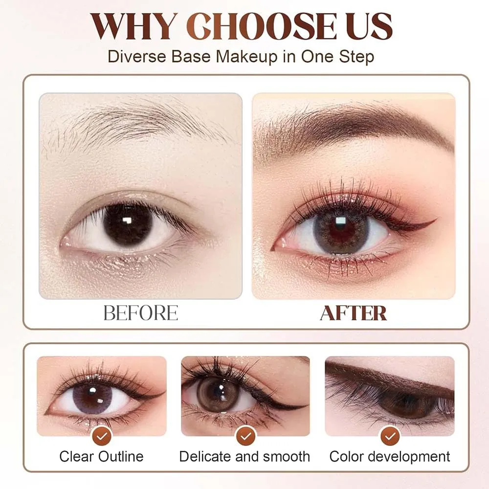 Persona Eyeliner Pencil Waterproof, Occasionalous 24 Hr Long-Lasting Gel Duo Sharpenable Eyeliner Pen with Sharpener, 2in1 Smudge-Proof Eye Liner and Eyebrow Pencil, Eye Makeup Tool (Brown)