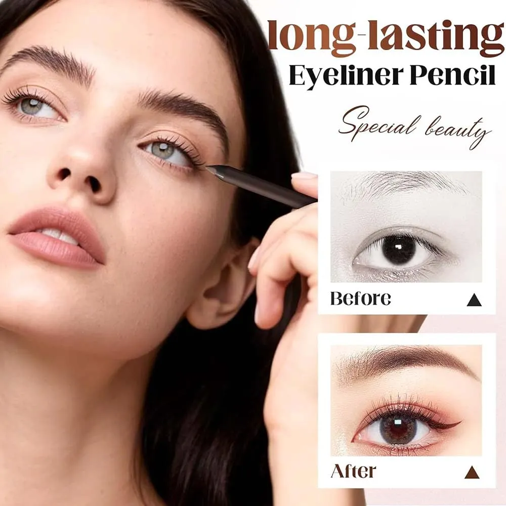 Persona Eyeliner Pencil Waterproof, Occasionalous 24 Hr Long-Lasting Gel Duo Sharpenable Eyeliner Pen with Sharpener, 2in1 Smudge-Proof Eye Liner and Eyebrow Pencil, Eye Makeup Tool (Brown)