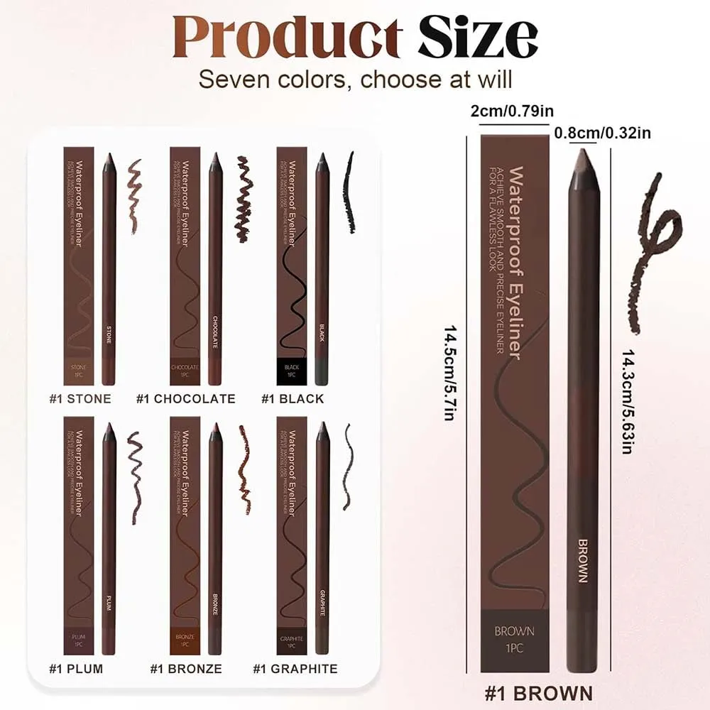 Persona Eyeliner Pencil Waterproof, Occasionalous 24 Hr Long-Lasting Gel Duo Sharpenable Eyeliner Pen with Sharpener, 2in1 Smudge-Proof Eye Liner and Eyebrow Pencil, Eye Makeup Tool (Brown)
