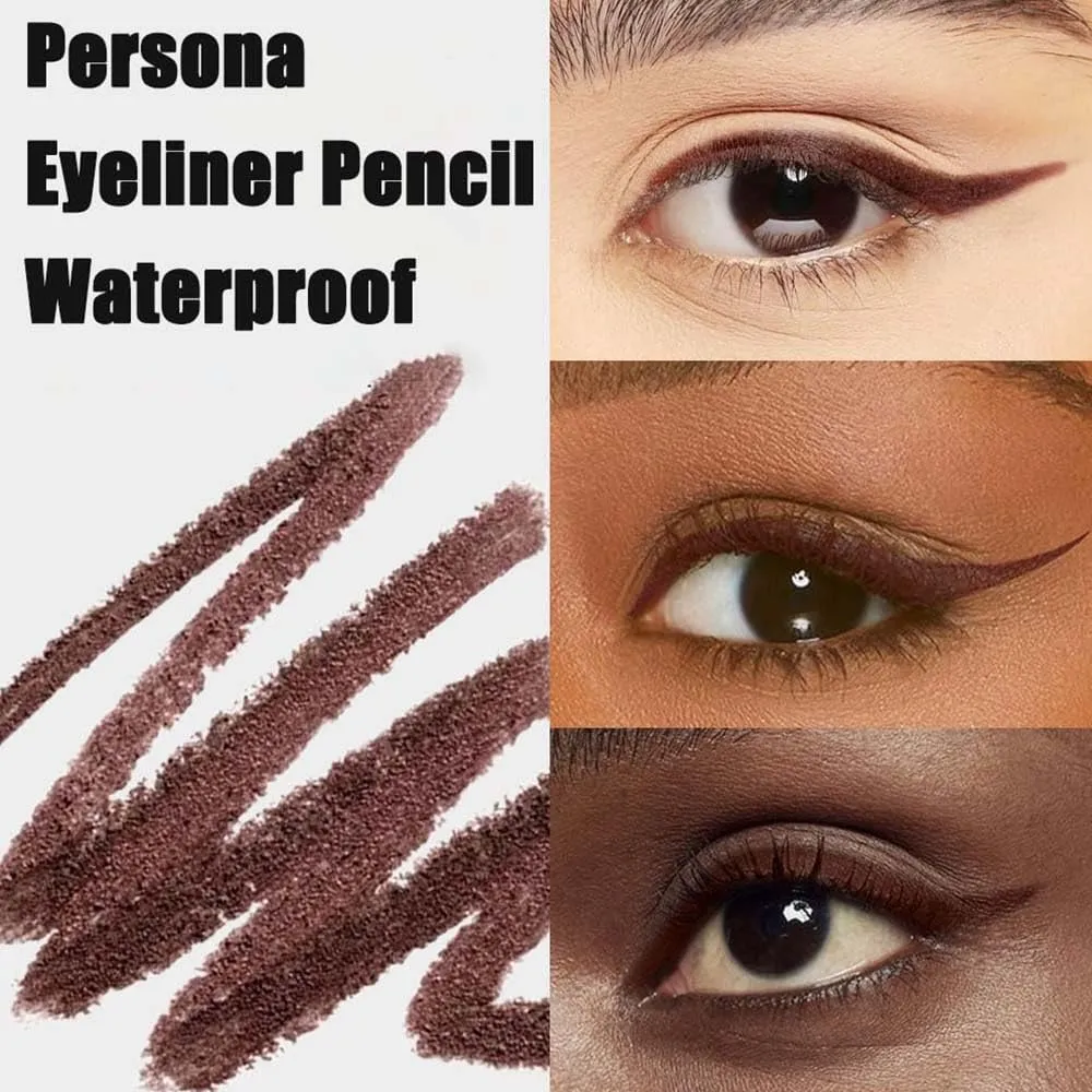 Persona Eyeliner Pencil Waterproof, Occasionalous 24 Hr Long-Lasting Gel Duo Sharpenable Eyeliner Pen with Sharpener, 2in1 Smudge-Proof Eye Liner and Eyebrow Pencil, Eye Makeup Tool (Brown)