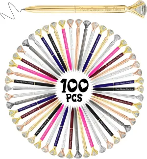 Personalized Diamond Pens Custom Pens with Name Bulk Crystal Metal Engraved Customized Ballpoint Pen Bulk Sparkly Funny Pens for Women Men Medium Black Ink Birthday Graduations Gifts Assorted 100PCS