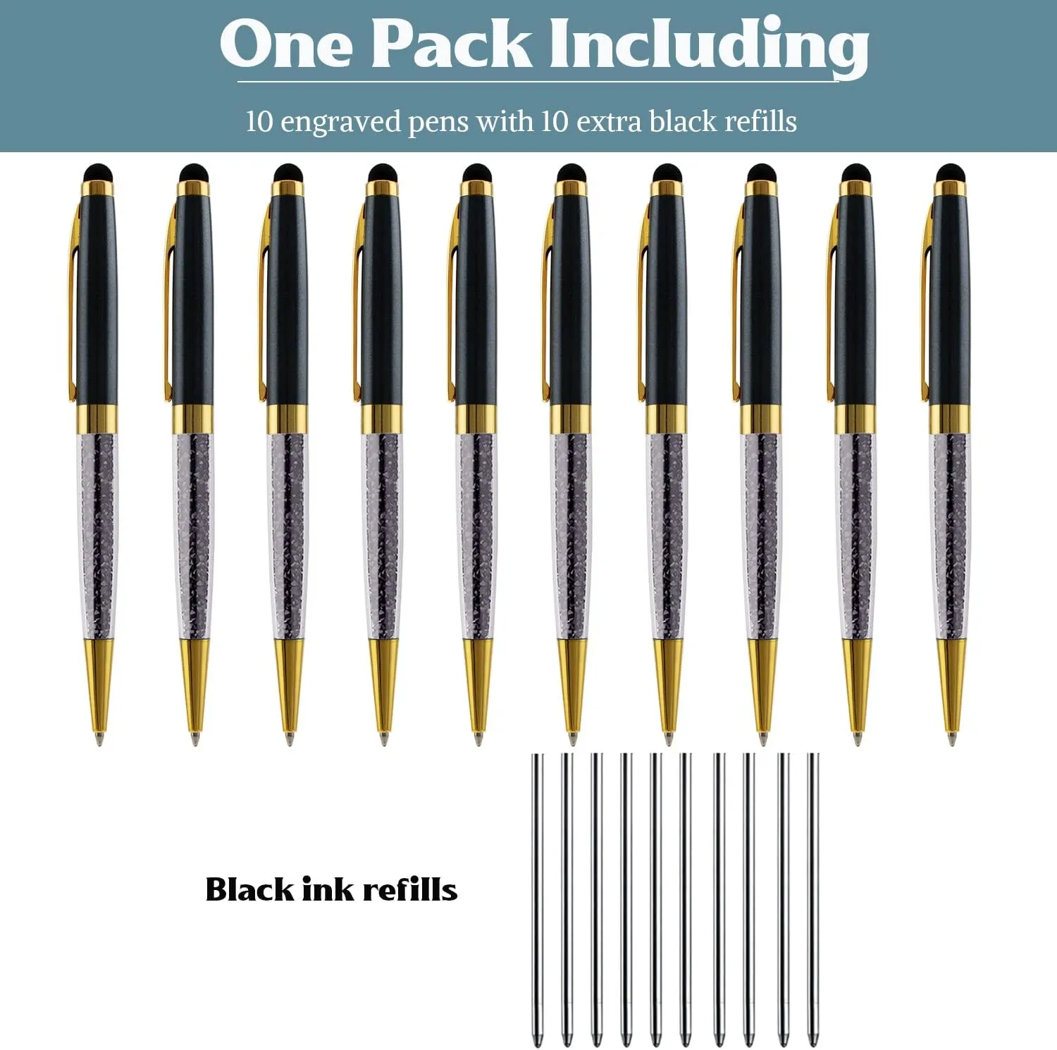 Personalized Gift Pens - Ballpoint Pen with Stylus Tip Stylish Pens, Premium Crystal Diamond Pen, Engraved Your Logo or Slogan Perfect for Graduate Lawyer/Professor 10PCS/ Pack…