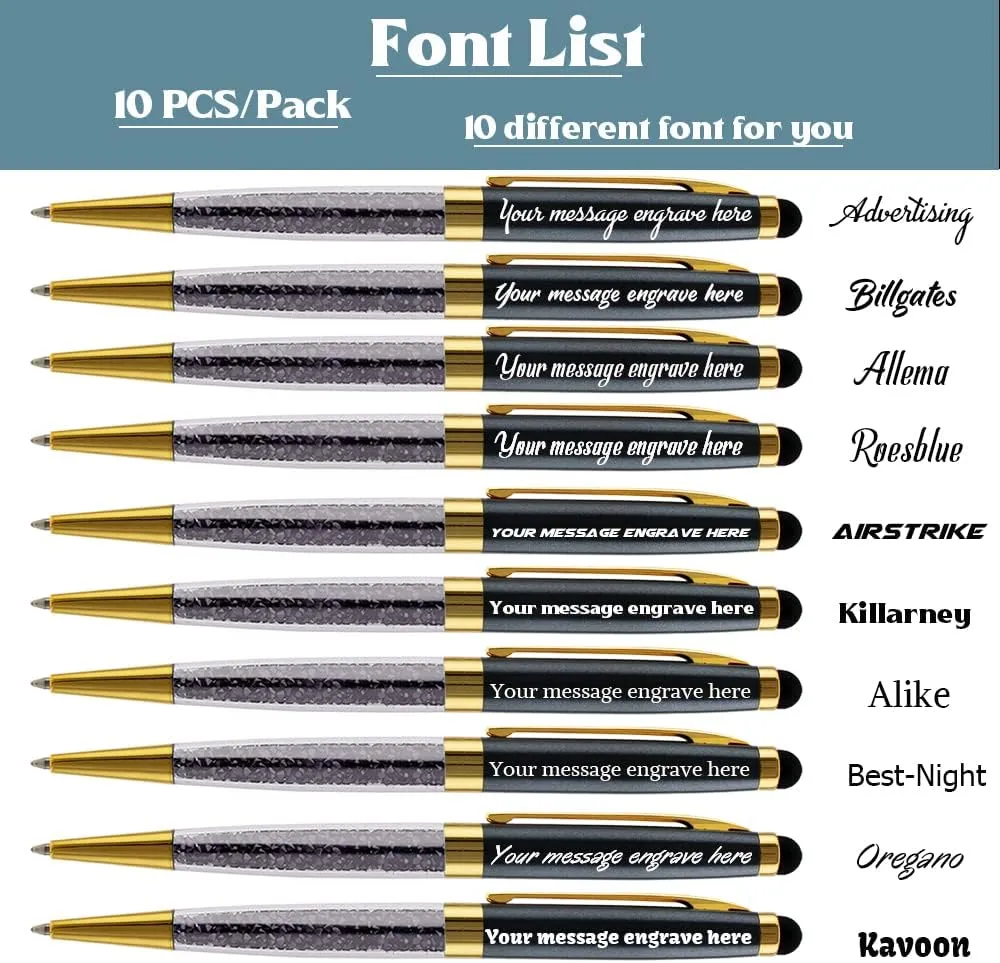 Personalized Gift Pens - Ballpoint Pen with Stylus Tip Stylish Pens, Premium Crystal Diamond Pen, Engraved Your Logo or Slogan Perfect for Graduate Lawyer/Professor 10PCS/ Pack…
