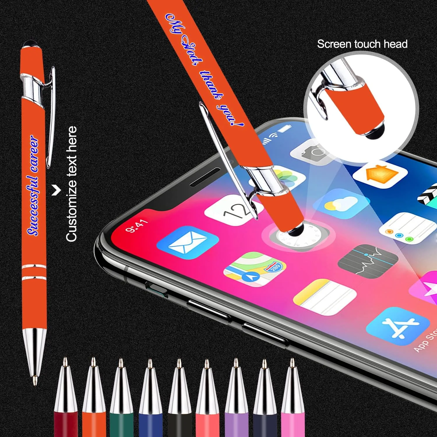 Personalized Multicolor Ballpoint Pens, Custom Ballpoint Pen with Your Name or Text, Black Ink Pen for Office Staff School Student Use, Bulk Free Printing with Name Message, Medium Point Pen, 96PCS