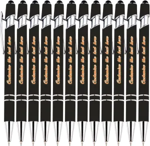 Personalized Multicolor Ballpoint Pens, Custom Ballpoint Pen with Your Name or Text, Black Ink Pen for Office Staff School Student Use, Bulk Free Printing with Name Message, Medium Point Pen, 96PCS