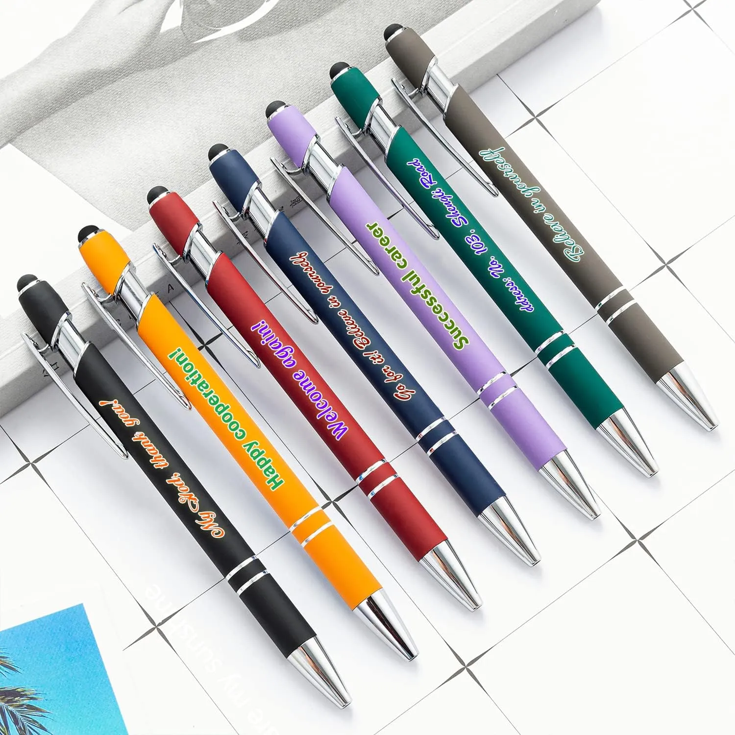 Personalized Multicolor Ballpoint Pens, Custom Ballpoint Pen with Your Name or Text, Black Ink Pen for Office Staff School Student Use, Bulk Free Printing with Name Message, Medium Point Pen, 96PCS