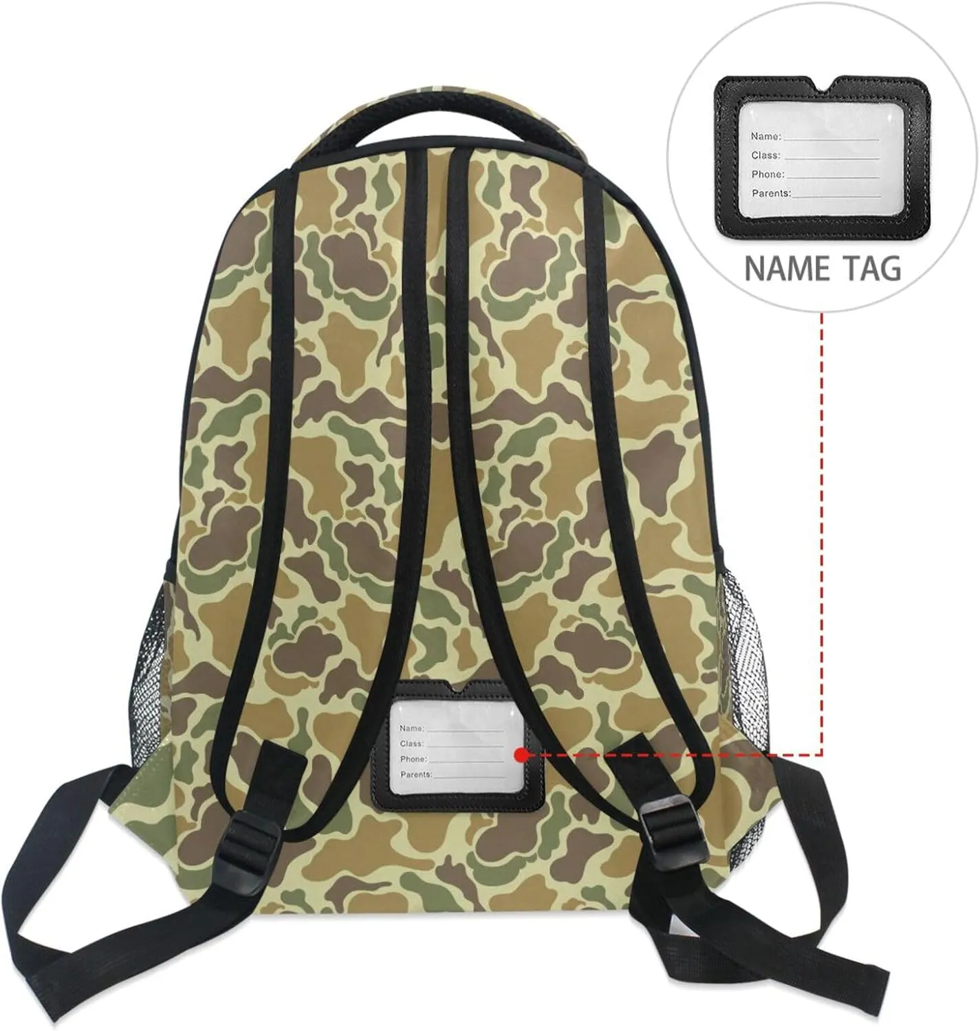 Pfrewn Kids Backpack for Girls Boys Camouflage Retro Backpacks Vintage Duck Hunter Lightweight School Bag 16"