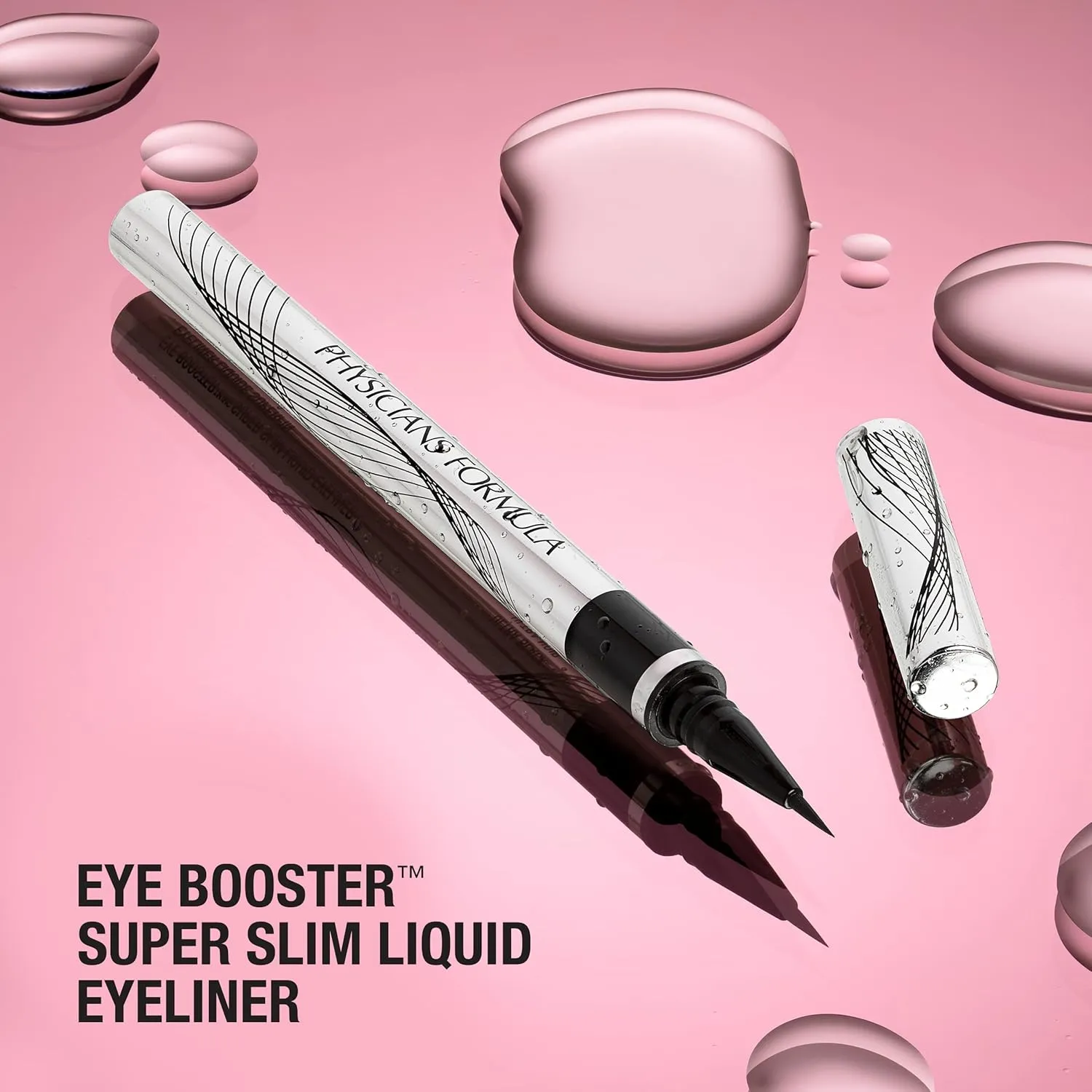 Physicians Formula Eye Booster Super Slim Liquid Eyeliner, Waterproof Precision with a Lash-Boosting Complex, Natural Finish, & Sensitive Skin Approved, Cruelty-Free & Vegan -Ultra Black (Pack of 2)