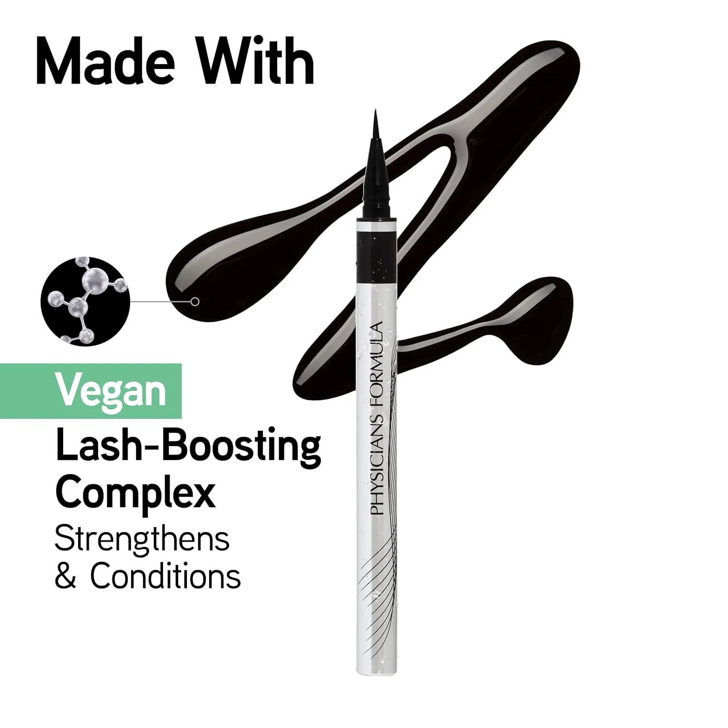 Physicians Formula Eye Booster Super Slim Liquid Eyeliner, Waterproof Precision with a Lash-Boosting Complex, Natural Finish, & Sensitive Skin Approved, Cruelty-Free & Vegan -Ultra Black (Pack of 2)