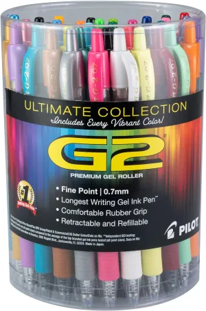 Pilot, G2 Premium Gel Roller Pens, Fine Point 0.7 mm, Assorted Colors, Tub of 36