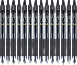 Pilot, G2 Premium Gel Roller Pens, Fine Point 0.7 mm, Black, Pack of 14