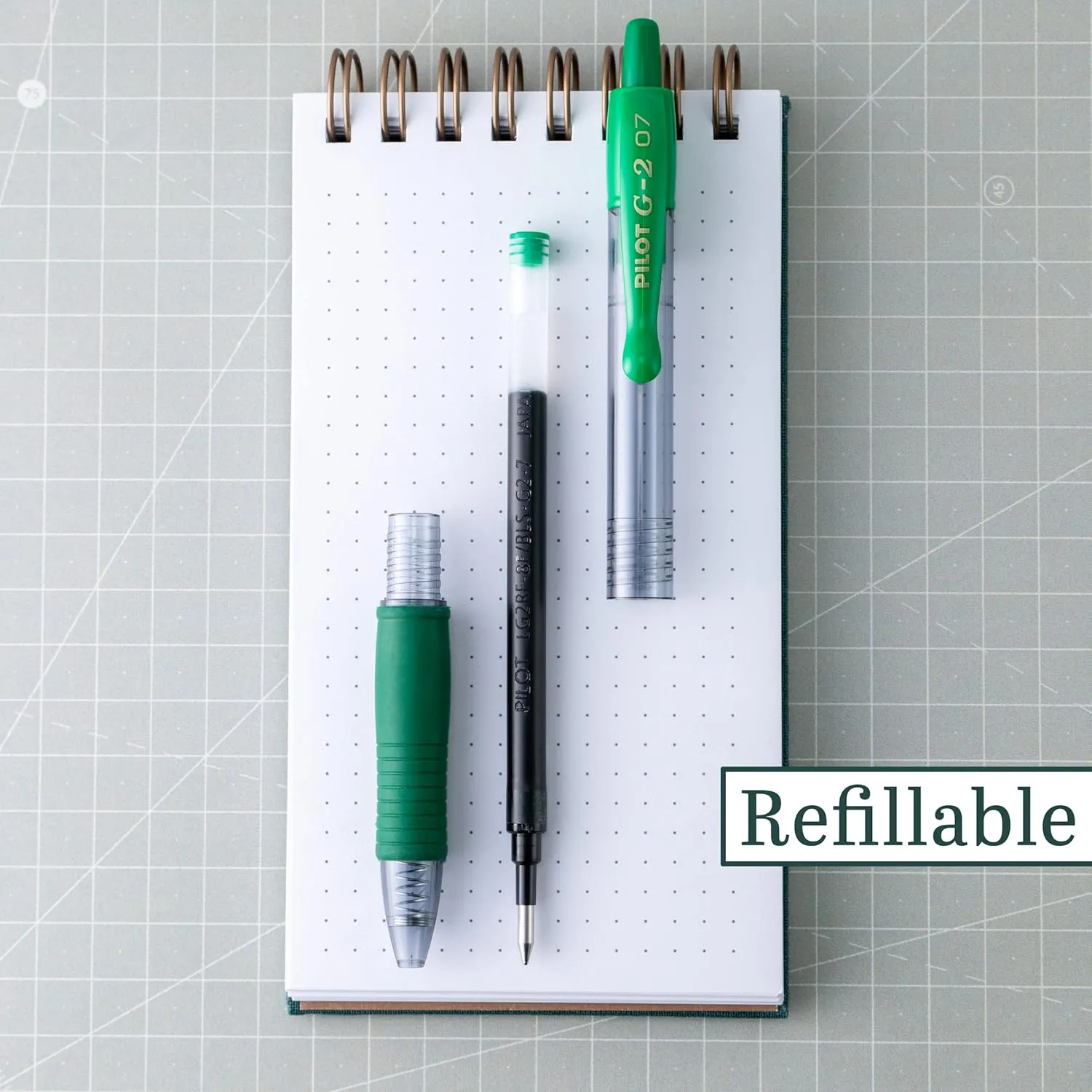Pilot, G2 Premium Gel Roller Pens, Fine Point 0.7 mm, Green, Pack of 12