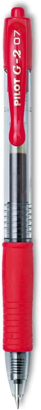 Pilot, G2 Premium Gel Roller Pens, Fine Point 0.7 mm, Red, Pack of 12