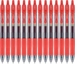 Pilot, G2 Premium Gel Roller Pens, Fine Point 0.7 mm, Red, Pack of 14