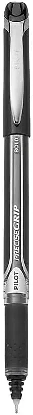 PILOT, Precise Grip Liquid Ink Rolling Ball Stick Pens, Bold Point 1 mm, Black, Pack of 12