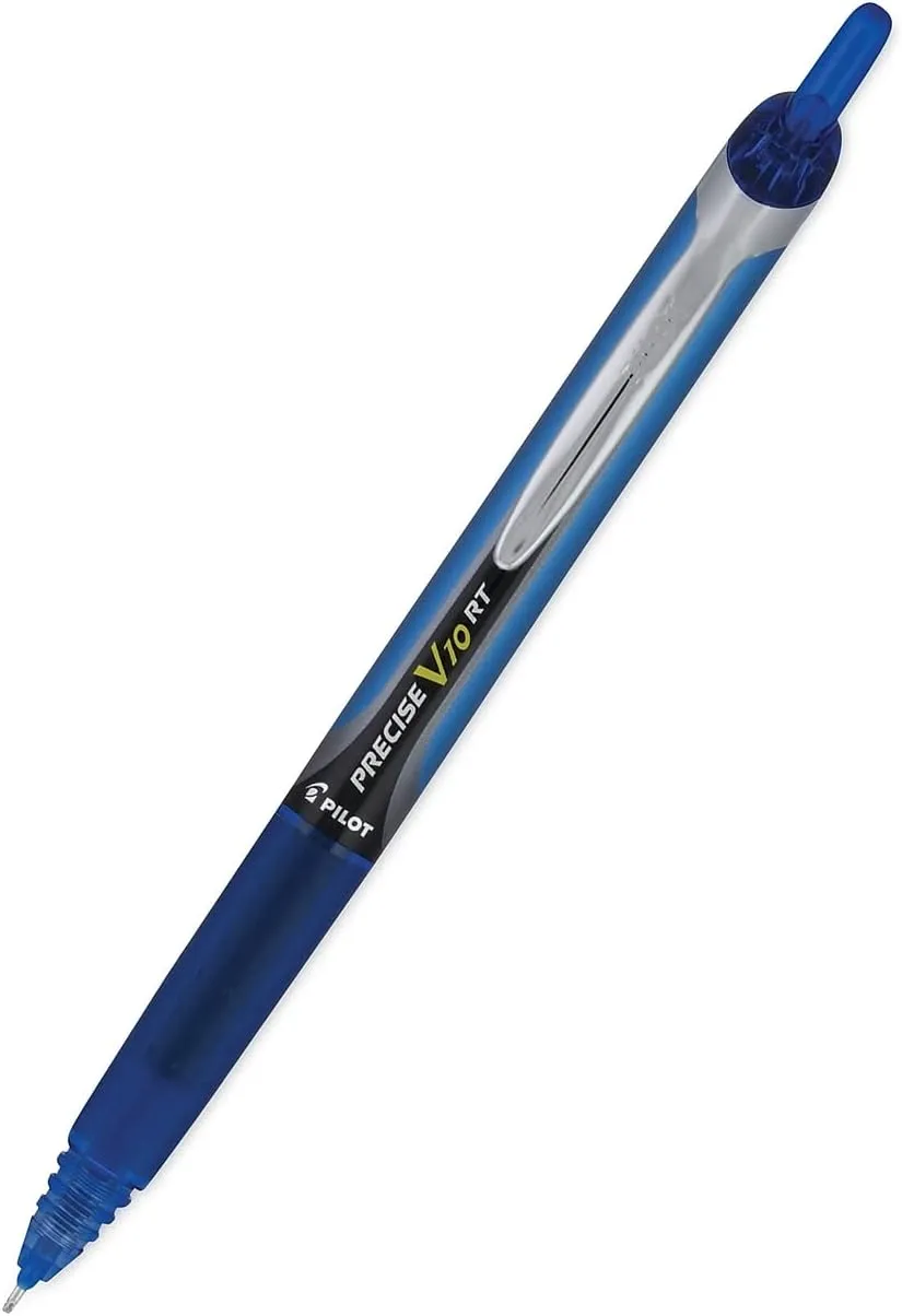 Pilot, Precise V10 RT Refillable & Retractable Rolling Ball Pens, Bold Point 1 mm, Blue, Pack of 12