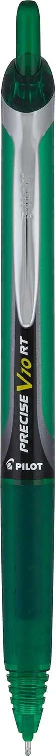 Pilot, Precise V10 RT Refillable & Retractable Rolling Ball Pens, Bold Point 1 mm, Green, Pack of 12