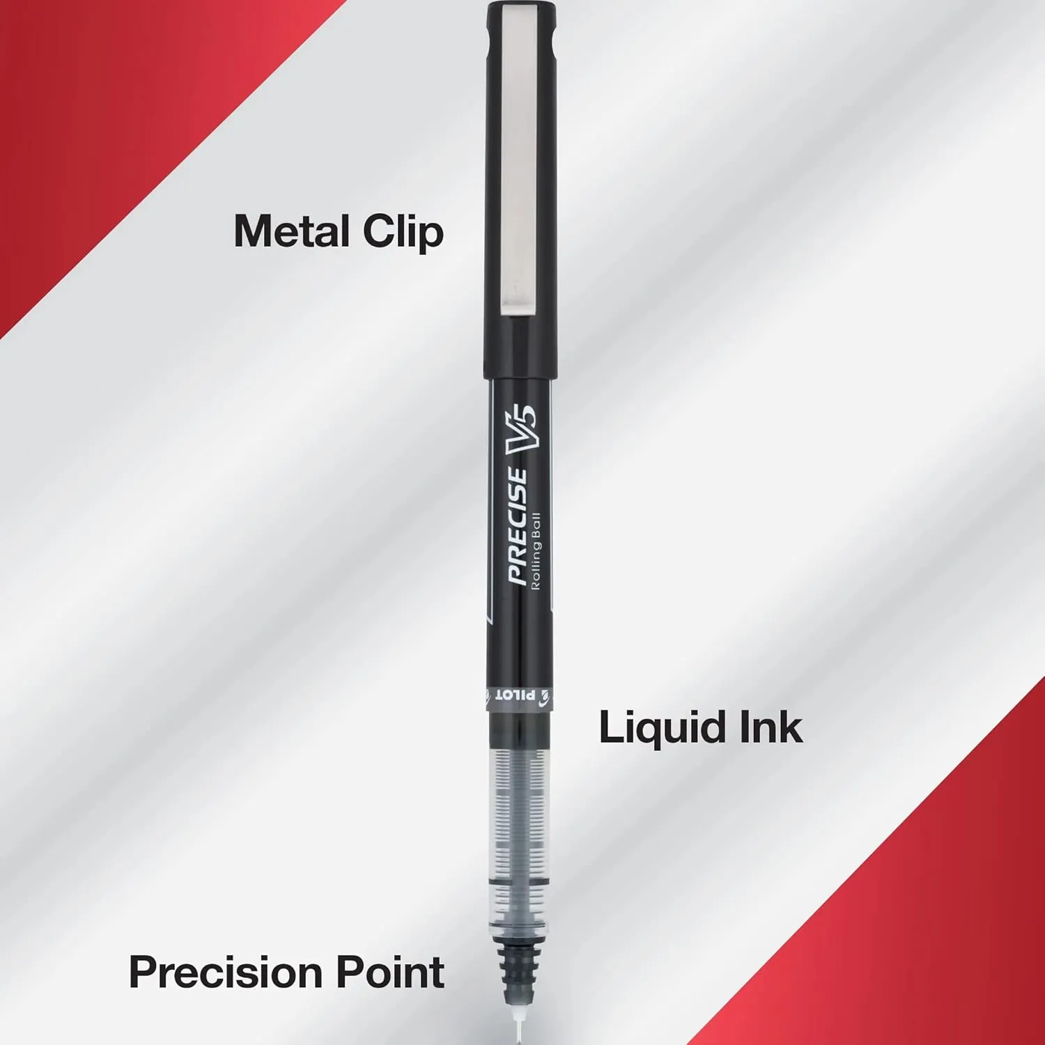 Pilot, Precise V5, Capped Liquid Ink Rolling Ball Pens, Extra Fine Point 0.5 mm, Assorted Colors, Pack of 10