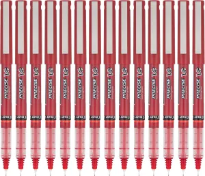 Pilot, Precise V5, Capped Liquid Ink Rolling Ball Pens, Extra Fine Point 0.5 mm, Red, Pack of 14